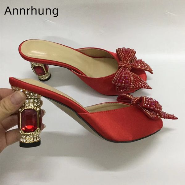red crystal butterfly-knot slip-on mules open toe luxury satin jeweled rhinestone ruby heel runway slippers women, Black
red crystal butterfly-knot slip-on mules open toe luxury satin jeweled rhinestone ruby heel runway slippers women, Black