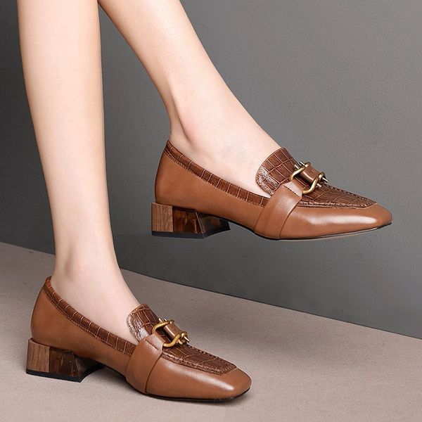 2020 new chunky heel small leather shoes plus-sized deep mouth leather square head women's shoes casual office party square toe, Black
2020 new chunky heel small leather shoes plus-sized deep mouth leather square head women's shoes casual office party square toe, Black