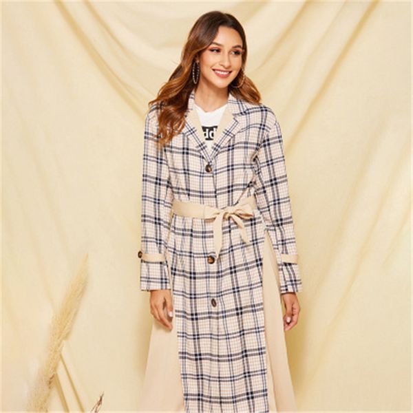 2020 new autumn women's clothing long trench coats grid pattern waistband slim leisure stitching colors exquisite, Tan;black
2020 new autumn women's clothing long trench coats grid pattern waistband slim leisure stitching colors exquisite, Tan;black