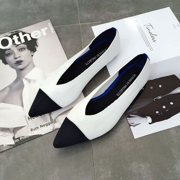 women's flat shoes ballet shoes breathable knit pointed moccasin mixed color women's soft women zapatos de, Black
women's flat shoes ballet shoes breathable knit pointed moccasin mixed color women's soft women zapatos de, Black