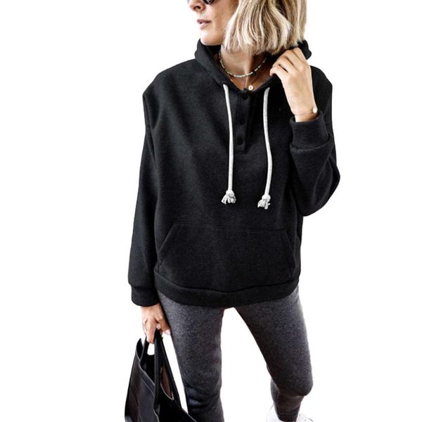 autumn casual women casual solid color sweatshirts buttons neck lightweight long sleeve hoodies with pocket, Black
autumn casual women casual solid color sweatshirts buttons neck lightweight long sleeve hoodies with pocket, Black