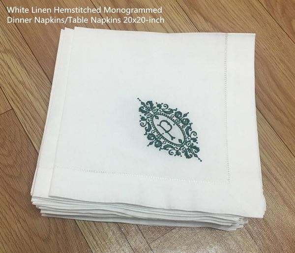 set of 12 fshion monogrammed dinner napkins white linen hemstitch table napkins 20"x20"ladder embroidered initial p, Black;gray
set of 12 fshion monogrammed dinner napkins white linen hemstitch table napkins 20"x20"ladder embroidered initial p, Black;gray
