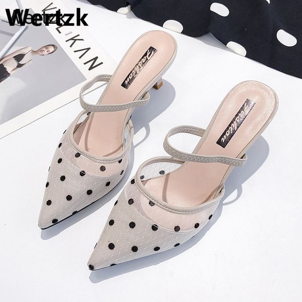 2020 new polka dot high heel women sandals pointed toe lace mules sandals shoes vintage geometry heel women e485, Black
2020 new polka dot high heel women sandals pointed toe lace mules sandals shoes vintage geometry heel women e485, Black