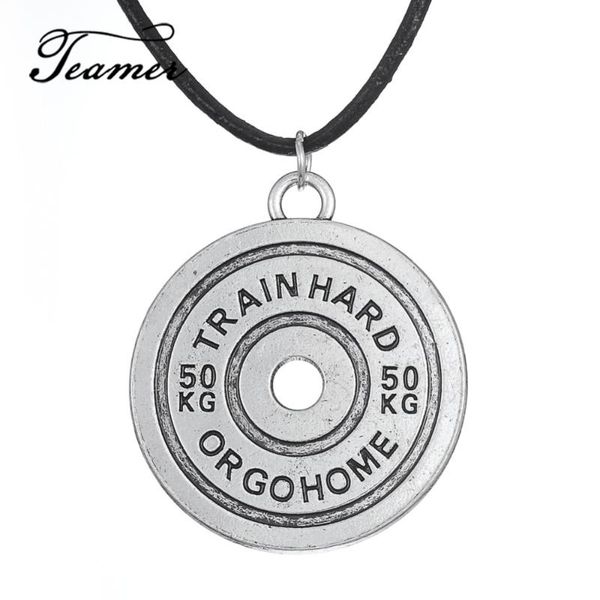teamer train hard or go home barbell bbman letter necklace bodybuilding fitness jewelry round pendant necklace rope chain, Silver
teamer train hard or go home barbell bbman letter necklace bodybuilding fitness jewelry round pendant necklace rope chain, Silver