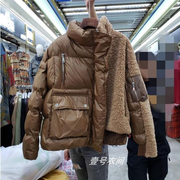 winter coat women warm cotton padded jacket asymmetric lamb wool stitching short parka coat streetwear student female outwear, Black
winter coat women warm cotton padded jacket asymmetric lamb wool stitching short parka coat streetwear student female outwear, Black