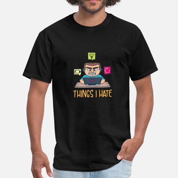 funny programer : things i hate i gift idea t shirt men print cotton s-xxxl crazy funny summer style kawaii shirt