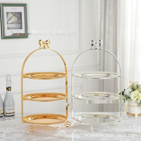 three-layer bow rack palace silver-plated tray cake tray dessert table west point plate cake rack hctuy
three-layer bow rack palace silver-plated tray cake tray dessert table west point plate cake rack hctuy