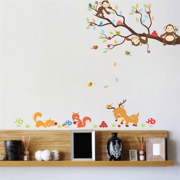 cartoon forest tree animal monkey deer squirrel wall stickers for kids rooms children bedroom wall decal home decor mural
cartoon forest tree animal monkey deer squirrel wall stickers for kids rooms children bedroom wall decal home decor mural