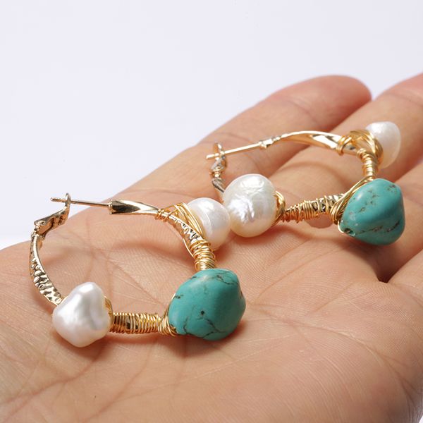natural mint blue onyx stone white freshwater pearl bead charm wire wrapped gold big hoop earring for woman dainty daily jewelry, Golden;silver
natural mint blue onyx stone white freshwater pearl bead charm wire wrapped gold big hoop earring for woman dainty daily jewelry, Golden;silver