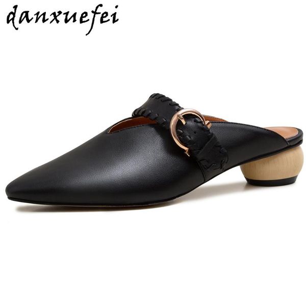 women's genuine leather metal buckle slip-on flats summer mules pointed toe elegant ladies soft comfortable casual daily shoes, Black
women's genuine leather metal buckle slip-on flats summer mules pointed toe elegant ladies soft comfortable casual daily shoes, Black