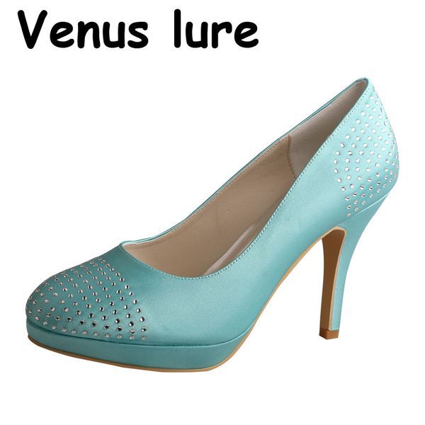 23 colors mint green diamante shoes wedding party wear platform round toe pumps, Black 
23 colors mint green diamante shoes wedding party wear platform round toe pumps, Black