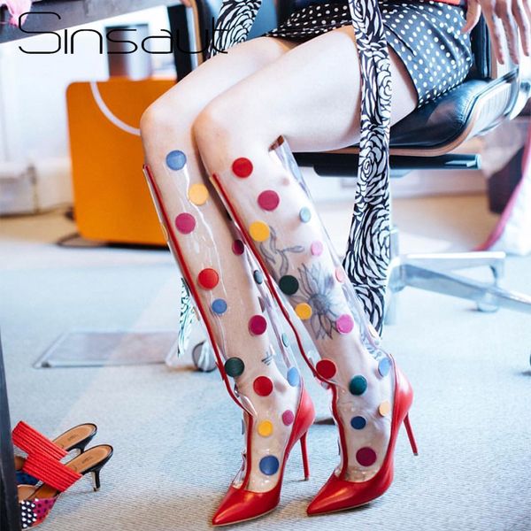 sinsaut shoes women transparent boots spring autumn high heel perspex waterproof shoes clear pvc with dot over the knee boots, Black
sinsaut shoes women transparent boots spring autumn high heel perspex waterproof shoes clear pvc with dot over the knee boots, Black