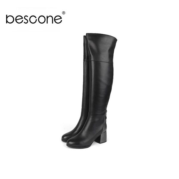boots bescone winter women genuine leather round toe square heel shoes basic zipper cm lady bc218, Black
boots bescone winter women genuine leather round toe square heel shoes basic zipper cm lady bc218, Black