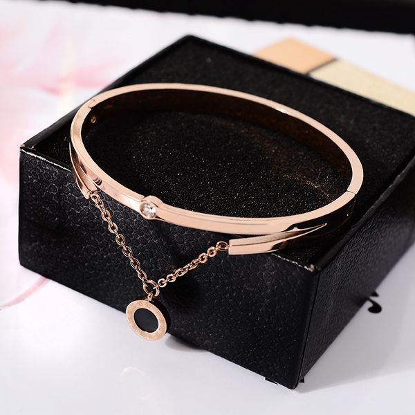 yun ruo fashion double face shell roman number bangle rose gold silver color women gift titanium steel jewelry not fade dropship, Black
yun ruo fashion double face shell roman number bangle rose gold silver color women gift titanium steel jewelry not fade dropship, Black
