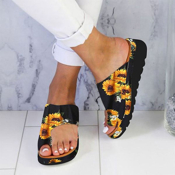 women pu shoes comfy platform flat sole ladies casual sunflower soft big toe foot correction sandal orthopedic bunion corrector, Black
women pu shoes comfy platform flat sole ladies casual sunflower soft big toe foot correction sandal orthopedic bunion corrector, Black