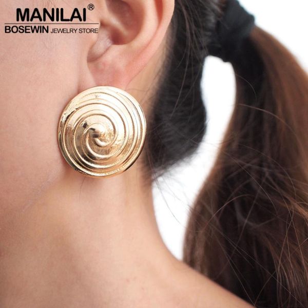 manilai big round alloy stud earrings for women fashion vintage metal statement earrings golden silver color jewelry
manilai big round alloy stud earrings for women fashion vintage metal statement earrings golden silver color jewelry