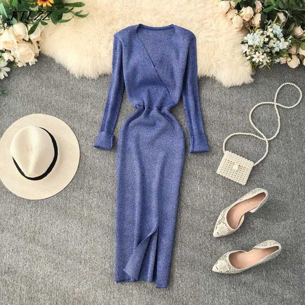 ftlzz women v neck knitted sweater dress new autumn winter korean long sleeve elegant dress female slim knitted midi, Black;gray
ftlzz women v neck knitted sweater dress new autumn winter korean long sleeve elegant dress female slim knitted midi, Black;gray
