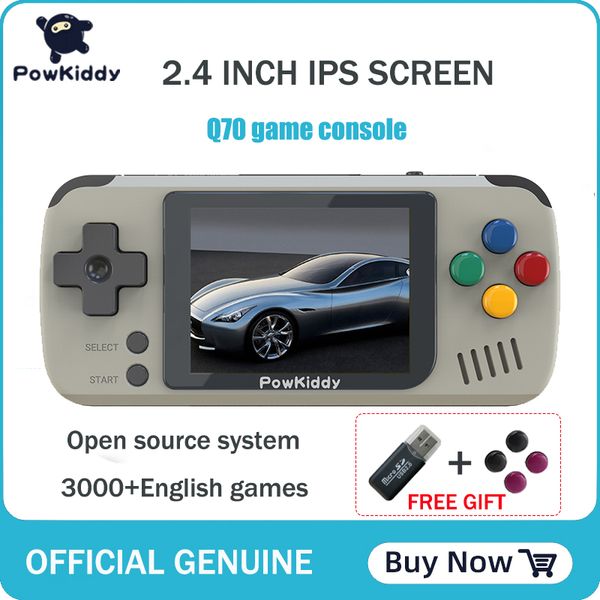 powkiddy q70 open system retro handheld, 2.4inch screen portable children game players with 16gb memory card