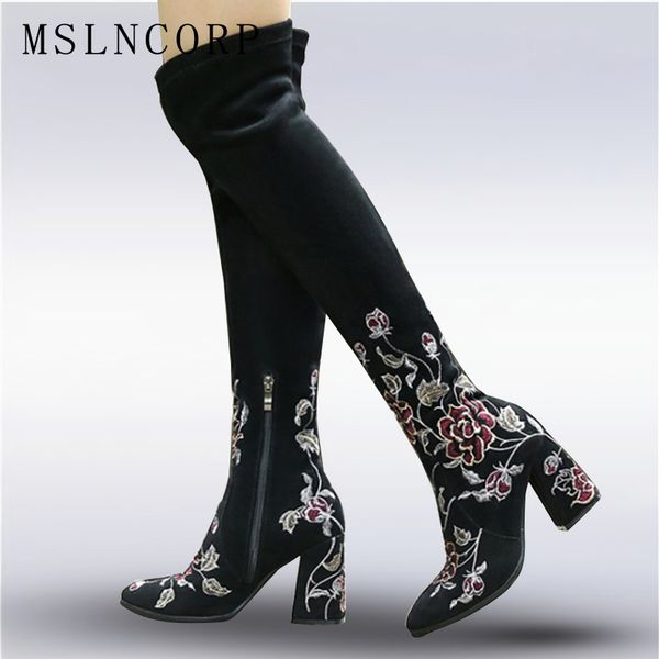 boots plus size 34-43 autumn winter genuine leather women flower shoes lady high heel long embroidered over knee snow, Black
boots plus size 34-43 autumn winter genuine leather women flower shoes lady high heel long embroidered over knee snow, Black