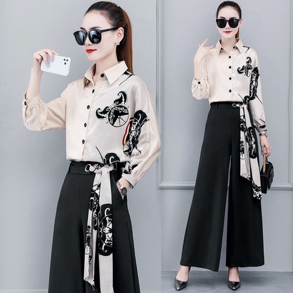 chiffon suit women's 2020 new wide leg pants shirt shirtautumn temperament goddess fan fashionable shirt wide leg pants two-piece set i, Gray
chiffon suit women's 2020 new wide leg pants shirt shirtautumn temperament goddess fan fashionable shirt wide leg pants two-piece set i, Gray