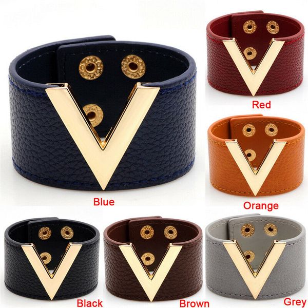 women wide v shape leather bracelet bangle punk cuff bracelet wrap wristband fashion jewelry accessories, Black
women wide v shape leather bracelet bangle punk cuff bracelet wrap wristband fashion jewelry accessories, Black
