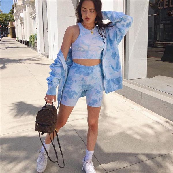 2pcs женщины спорт tie крашение печати рукавов ремень crop top высокой талией байкер шорты брюки тренировки одежда tracksuit outfit, Gray
2pcs женщины спорт tie крашение печати рукавов ремень crop top высокой талией байкер шорты брюки тренировки одежда tracksuit outfit, Gray