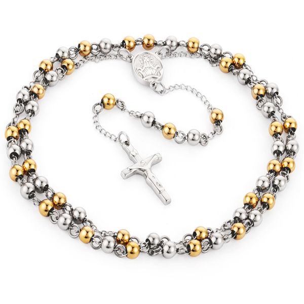 stainless steel rosary beads jesus pendant necklace catholic gold silver tone long chain cross necklace for women jewelry gifts
stainless steel rosary beads jesus pendant necklace catholic gold silver tone long chain cross necklace for women jewelry gifts