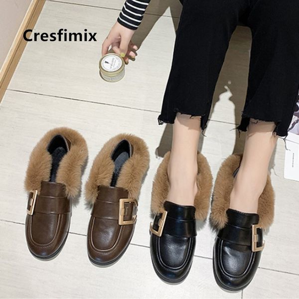 cresfimix zapatos de mujer women cute sweet black pu leather winter warm flat shoes ladies fashion brown comfortable flats a9082
cresfimix zapatos de mujer women cute sweet black pu leather winter warm flat shoes ladies fashion brown comfortable flats a9082