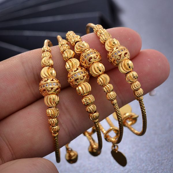 24k 4pcs dubai bead gold color bangles for baby girls round inlaid stone bracelet women girl bride dubai bangles child jewelry, Black
24k 4pcs dubai bead gold color bangles for baby girls round inlaid stone bracelet women girl bride dubai bangles child jewelry, Black
