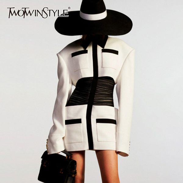 twotwinstyle elegant patchwork women dresses lapel collar long sleeve tunic mini hit color summer dress female fashion clothes, Black;gray
twotwinstyle elegant patchwork women dresses lapel collar long sleeve tunic mini hit color summer dress female fashion clothes, Black;gray