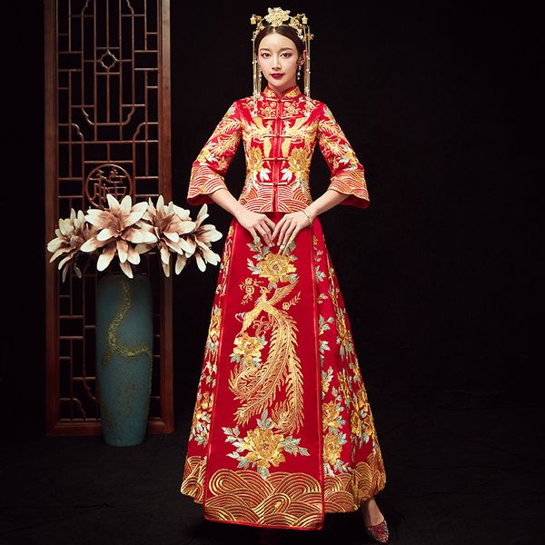 ethnic clothing oversize 4xl 5xl 6xl bride dress wedding retro chinese cheongsam the toast long section, Red
ethnic clothing oversize 4xl 5xl 6xl bride dress wedding retro chinese cheongsam the toast long section, Red