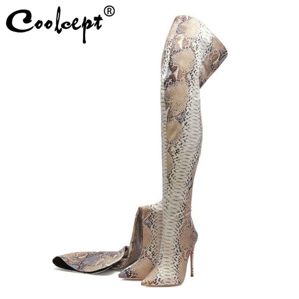 coolcept size 35-45 women over knee high boots high stiletto heels pointed toe winter warm snakeskin pattern shoes, Black
coolcept size 35-45 women over knee high boots high stiletto heels pointed toe winter warm snakeskin pattern shoes, Black