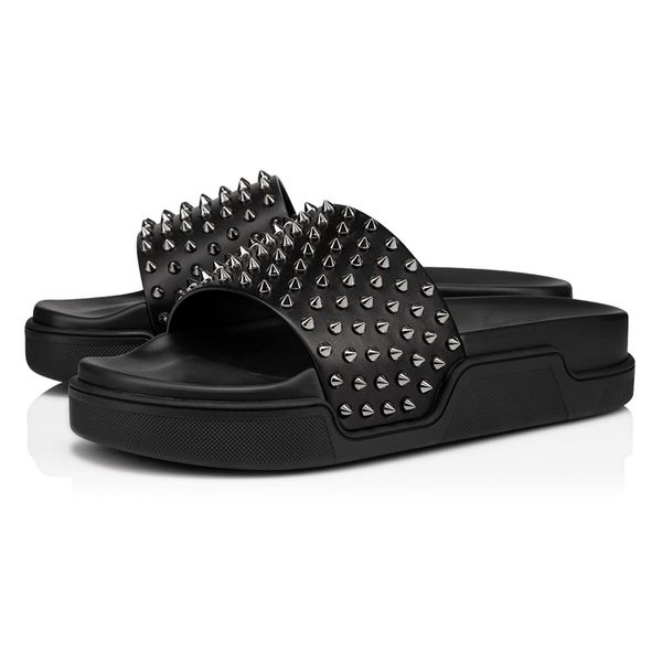 2020 fashion designer slippers red bottoms sandals spikes pool fun embellished studded slides mens sport slide house platform with box, Black
2020 fashion designer slippers red bottoms sandals spikes pool fun embellished studded slides mens sport slide house platform with box, Black