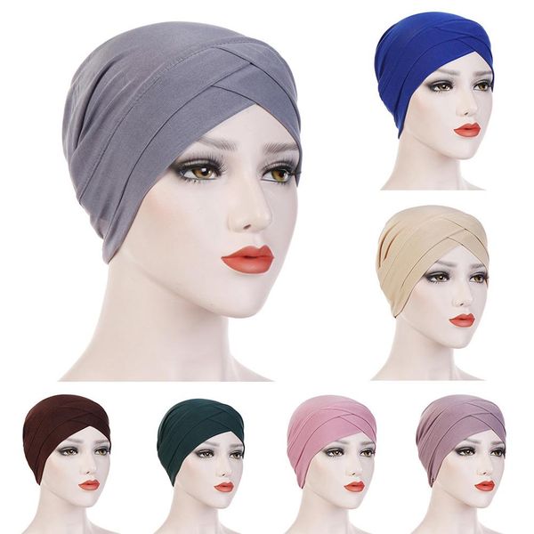 women's muslim hijab stretch cross cotton turban hat cancer chemo beanies cap headband headscarf hair loss cover accessories, Blue;gray
women's muslim hijab stretch cross cotton turban hat cancer chemo beanies cap headband headscarf hair loss cover accessories, Blue;gray
