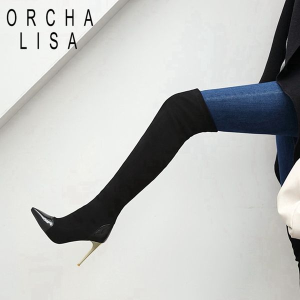 orchalisa autumn winter over-the-knee boots pointed toe 10cm thin heels stretch fabric slip-on big size 34-48 apricot date c2056, Black
orchalisa autumn winter over-the-knee boots pointed toe 10cm thin heels stretch fabric slip-on big size 34-48 apricot date c2056, Black
