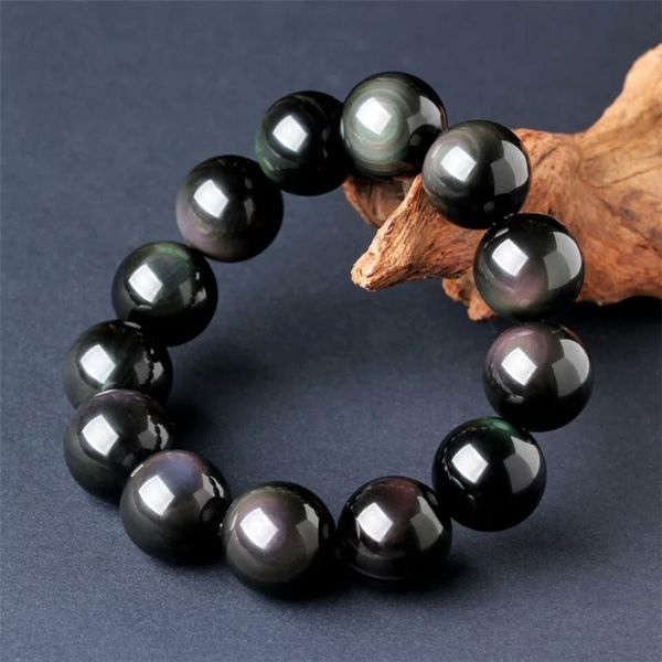 18mm genuine natural rainbow light black obsidian gems healing crystal big round bead woman men bracelet
18mm genuine natural rainbow light black obsidian gems healing crystal big round bead woman men bracelet