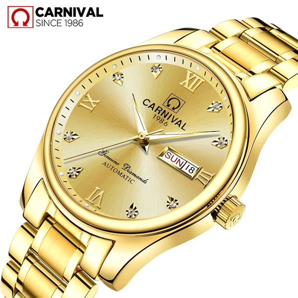 wristwatches reloj hombre carnival brand men gold watch luxury waterproof fashion automatic mechanical wristwatch relogio masculino, Slivery;brown
wristwatches reloj hombre carnival brand men gold watch luxury waterproof fashion automatic mechanical wristwatch relogio masculino, Slivery;brown