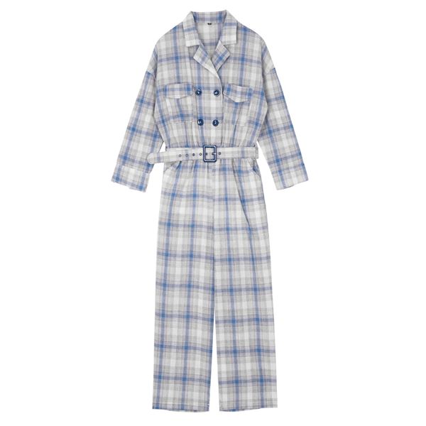 perhaps u women blue double breasted notched collar plaid jumpsuit full length work office lady j0019, Black;white
perhaps u women blue double breasted notched collar plaid jumpsuit full length work office lady j0019, Black;white