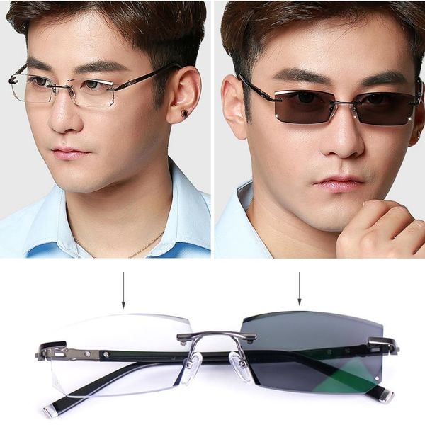 evove pchromic sunglasses men rimless glasses man change to grey/brown rimless eyeglasses myopia driving eyewear, White;black
evove pchromic sunglasses men rimless glasses man change to grey/brown rimless eyeglasses myopia driving eyewear, White;black