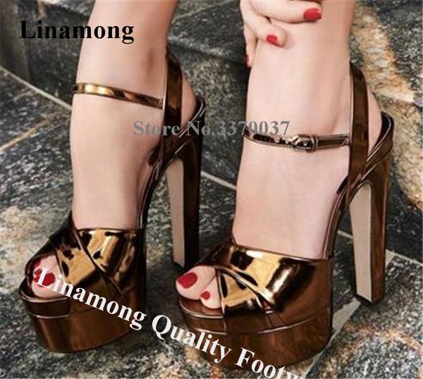 linamong women open toe high platform chunky heel sandals shining ankle strap buckles thick high heel sandals dress heels, Black
linamong women open toe high platform chunky heel sandals shining ankle strap buckles thick high heel sandals dress heels, Black