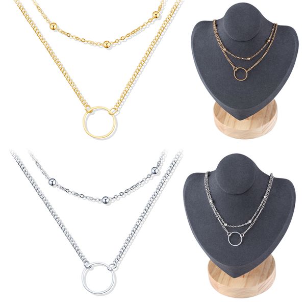 qcooljly choker ожерелье женщины двойных слои круглого ожерелье золото серебро ожерелье цвета chocker шея подарок ювелирных изделий способ, Silver 
qcooljly choker ожерелье женщины двойных слои круглого ожерелье золото серебро ожерелье цвета chocker шея подарок ювелирных изделий способ, Silver