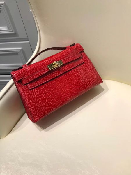 factory wholesale red shinny crocodile mini purse 22cm,fully handmade wax thread, gold and silver hardware for chosen ,fast delivery
factory wholesale red shinny crocodile mini purse 22cm,fully handmade wax thread, gold and silver hardware for chosen ,fast delivery