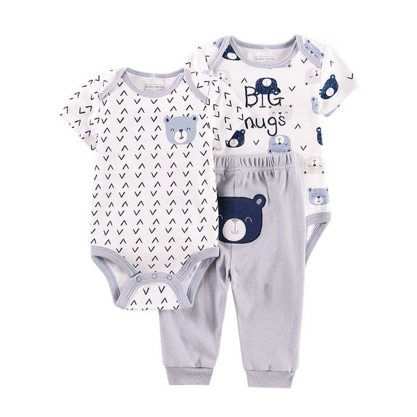 3шт / набор младенческой одежды для младенцев набора мальчик с коротким рукавом + брюки bodysuits новорожденной одежды летней одежды обмунди, White 
3шт / набор младенческой одежды для младенцев набора мальчик с коротким рукавом + брюки bodysuits новорожденной одежды летней одежды обмунди, White