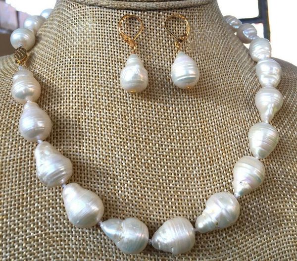12-16mm white south sea baroque keshi akoya pearl necklace earring set, Silver
12-16mm white south sea baroque keshi akoya pearl necklace earring set, Silver