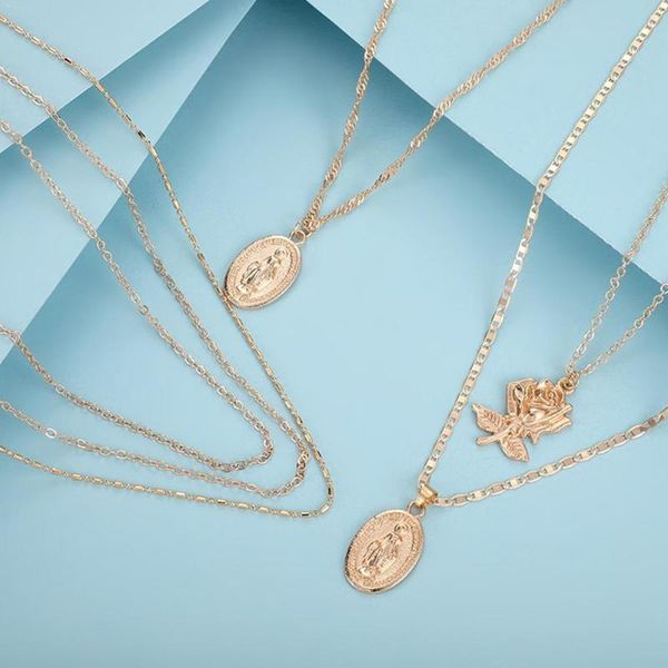new bohemian vintage multilayer rose flower jesus pendant punk necklace chain beach fashion necklace golden retro for women u2y4, Silver
new bohemian vintage multilayer rose flower jesus pendant punk necklace chain beach fashion necklace golden retro for women u2y4, Silver