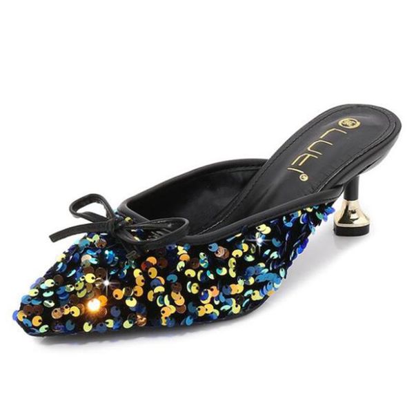 sandals and slippers women 2020 wear pointed toe baotou sequins semi-slippers women fashion sandals glitter shoes sh362, Black
sandals and slippers women 2020 wear pointed toe baotou sequins semi-slippers women fashion sandals glitter shoes sh362, Black