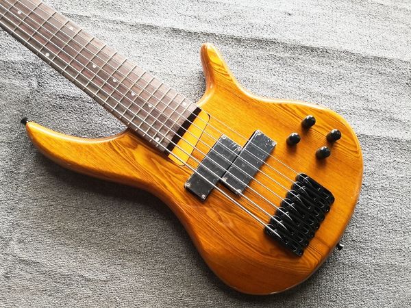 7 string natural wood bass ,black hardware china electric guitar bass shopping