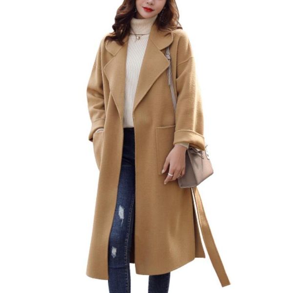 women's wool & blends winter fashion women woolen coat with belt long sleeve warm ladies jacket plus size overcoat elegant, Black
women's wool & blends winter fashion women woolen coat with belt long sleeve warm ladies jacket plus size overcoat elegant, Black