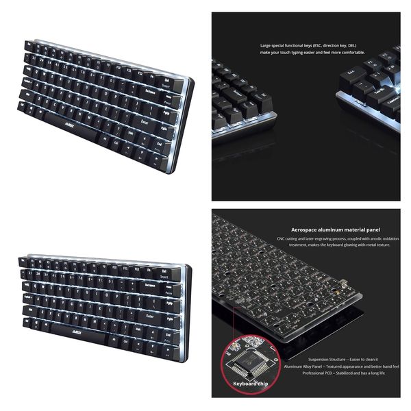2x ajazz mechanical keyboard portable 82 keys black switches-black-white 
2x ajazz mechanical keyboard portable 82 keys black switches-black-white