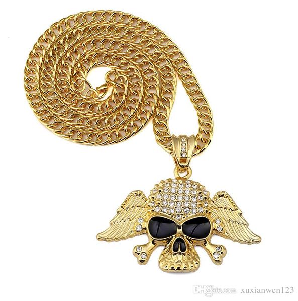 iced out new golden skull wing pendant necklace 75cm cuban link chain hiphop jewelry men's gift, Silver
iced out new golden skull wing pendant necklace 75cm cuban link chain hiphop jewelry men's gift, Silver